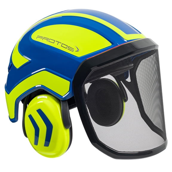 Protos Integral ARBORIST Helmet - Blue and Neon Yellow
