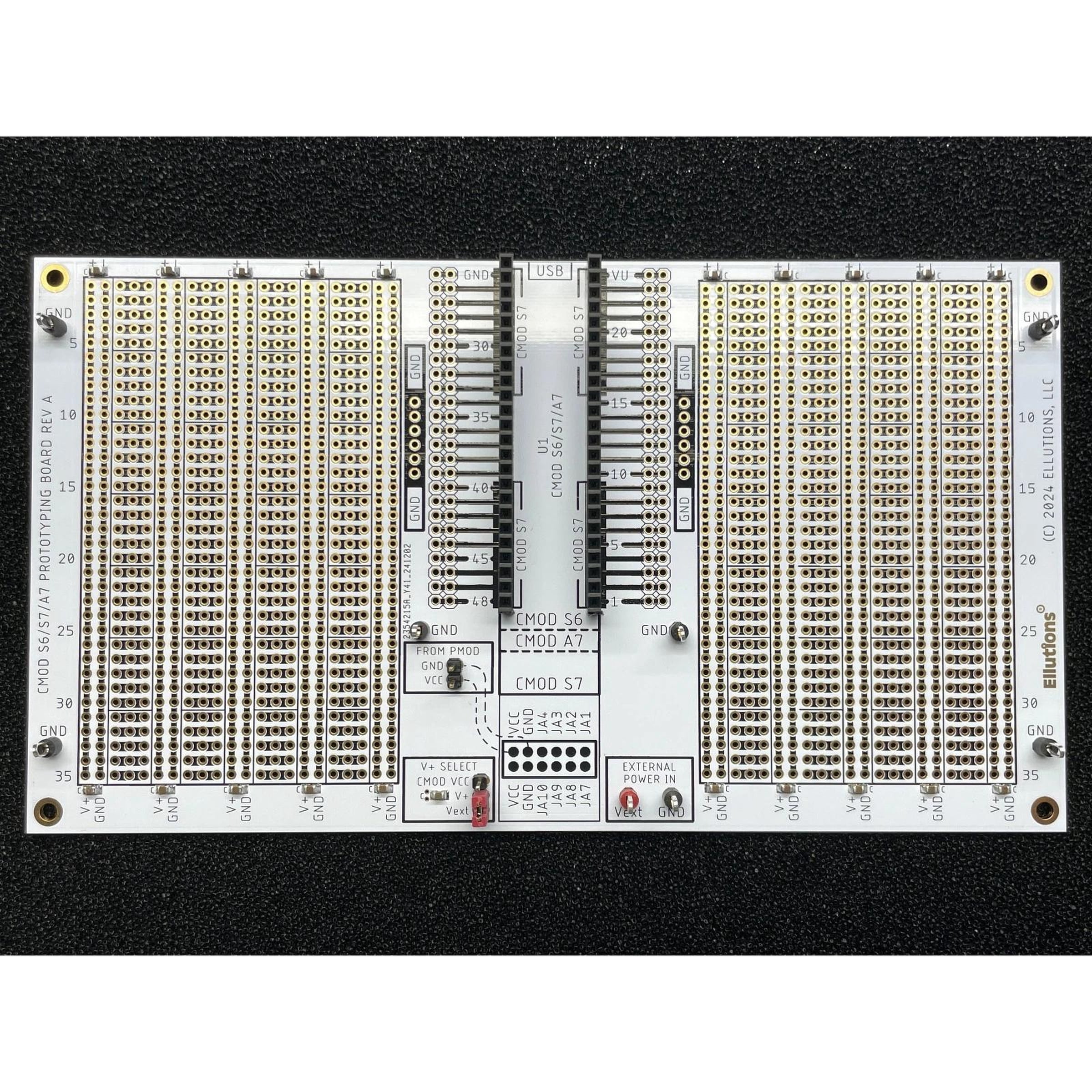 Prototyping board for Digilent S6/S7/A7 CMOD FPGA modules, Arduino Nano & Every