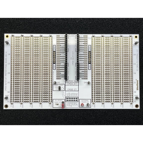 Prototyping board for Digilent S6/S7/A7 CMOD FPGA modules, Arduino Nano & Every