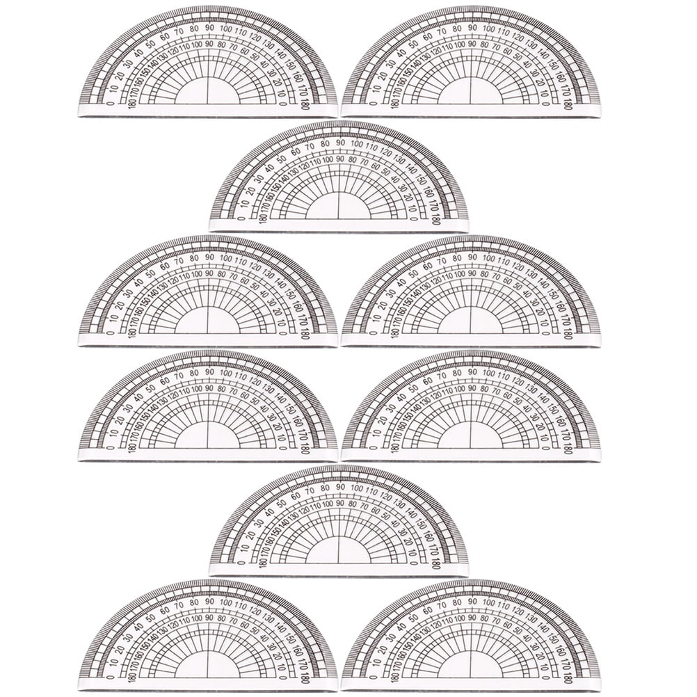 Protractor 10 Pcs Plastic Student Stationery Measurement Tool Geometry