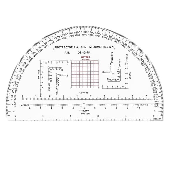 Protractor Coordinate Scale Navigation For Reading Maps With Ruler For G2Ab Mp-1 Fangkenuo