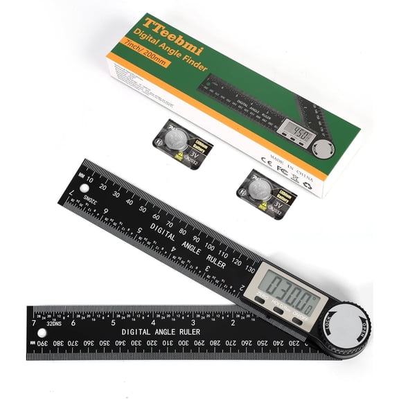 Protractor, Digital Angle Finder Protractor with LCD Display, 2-in-1 360 Angle Measuring Tool and Ruler, Precision Digital Protractor Ruler for Woodworking, Construction, Carpentry
