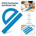 thumbnail image 1 of Protractor and Ruler Set - 2 Piece Clear Geometry Measuring Tools, 12 Inch Ruler and 6 Inch Protractor with Inch Cm Dual Scale, Plastic Math Supplies for Teachers Classroom Office, 1 of 4