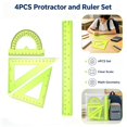 thumbnail image 1 of Protractor and Ruler Set - 4 Piece Geometry Ruler Kit, 8 Inch Straight Ruler with Triangle Rulers and 180 Degree Protractor, Plastic Measuring Tool for Office Engineering Drawing, 1 of 8