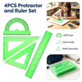 thumbnail image 1 of Protractor and Ruler Set - 4 Piece Geometry Ruler Kit, 8 Inch Straight Ruler with Triangle Rulers and 180 Degree Protractor, Plastic Measuring Tool for Office Engineering Drawing, 1 of 8