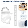 thumbnail image 1 of Protractor and Ruler Set - 4 Piece Geometry Ruler Kit, 8 Inch Straight Ruler with Triangle Rulers and 180 Degree Protractor, Plastic Measuring Tool for Office Engineering Drawing, 1 of 8
