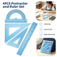 thumbnail image 1 of Protractor and Ruler Set - 4 Piece Geometry Ruler Kit, 8 Inch Straight Ruler with Triangle Rulers and 180 Degree Protractor, Plastic Measuring Tool for Office Engineering Drawing, 1 of 1