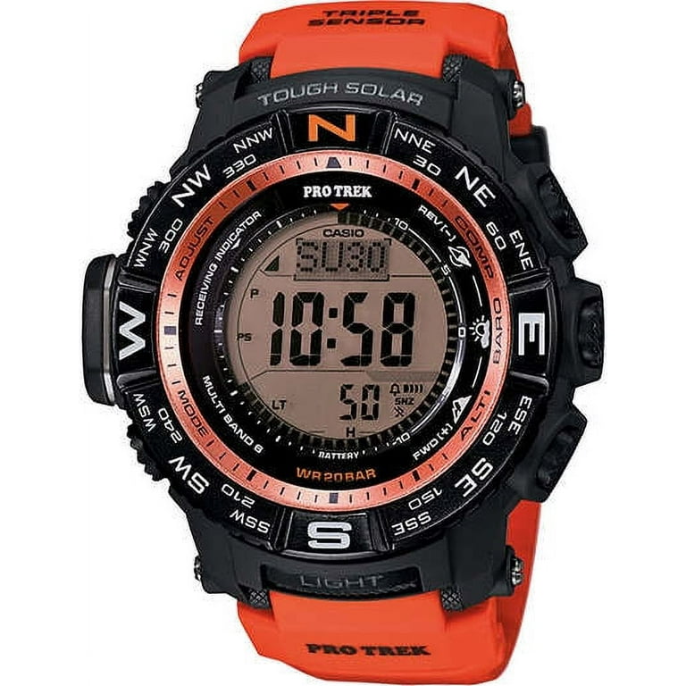 Casio Men's Pro Trek Solar Powered Triple Sensor Watch, Black Silicone  Strap - Walmart.com