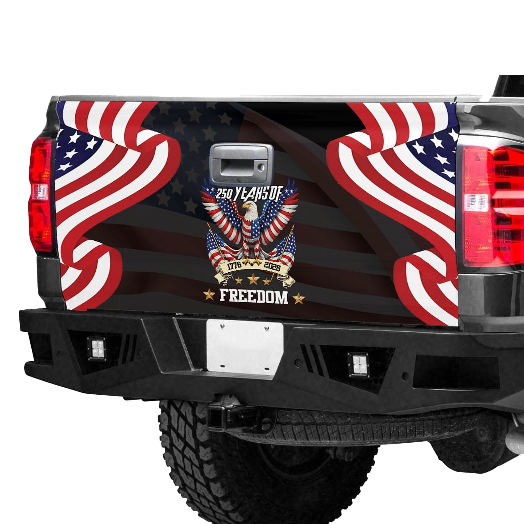 Proud 1776–2026 American Freedom Truck Tailgate Decal, Bald Eagle Liberty USA 250th Anniversary Tailgate Wrap, Patriotic Eagle Truck Tailgate Cover