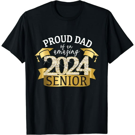 Proud 2024 Senior Dad I Elegant Yellow Celebration Outfit T-Shirt