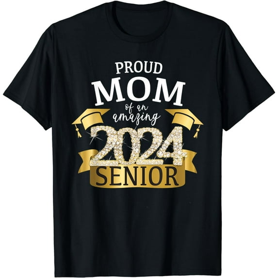 Proud 2024 Senior Mom I Elegant Yellow Celebration Outfit T-Shirt