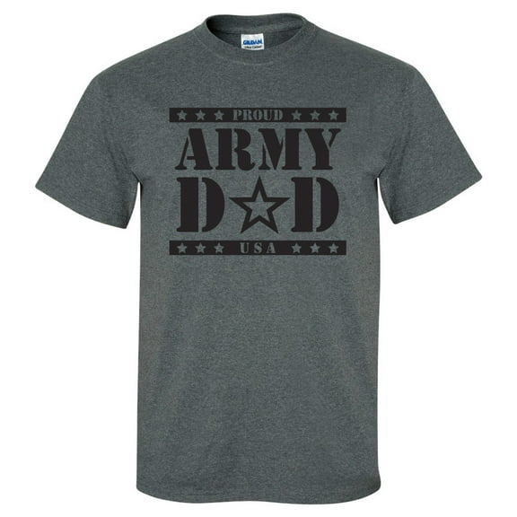 Proud ARMY Dad Short Sleeve T-Shirt in Dark Heather Grey