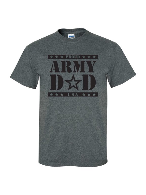 Proud ARMY Dad Short Sleeve T-Shirt in Dark Heather Grey