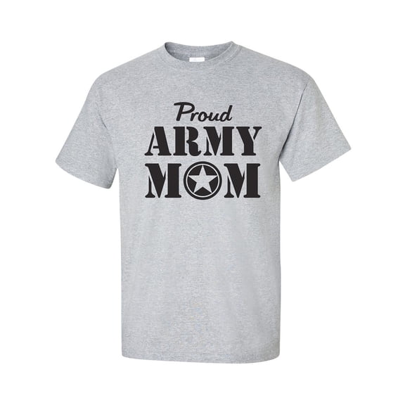 Proud ARMY Mom Short Sleeve T-Shirt in Sport Grey