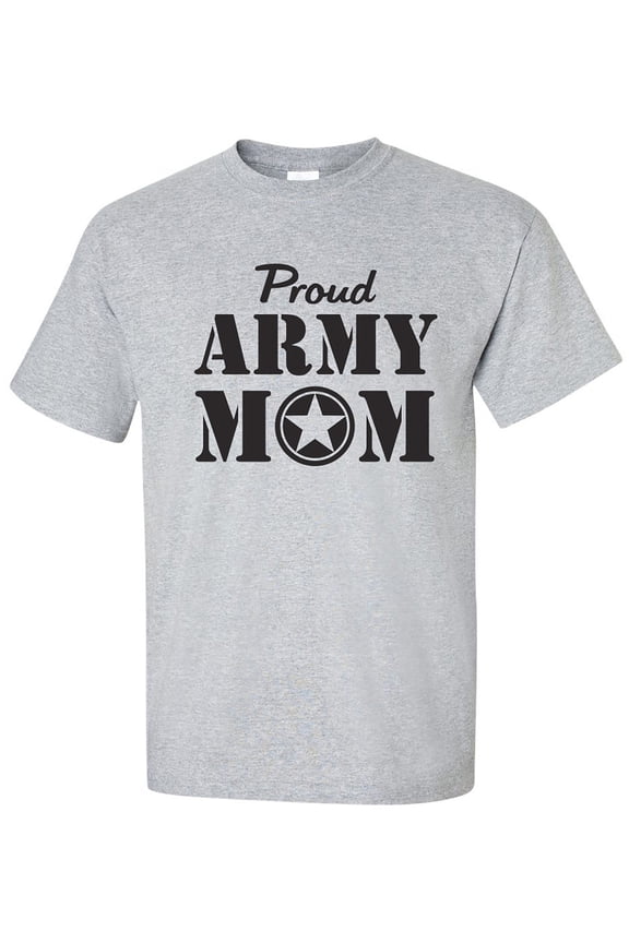 Proud ARMY Mom Short Sleeve T-Shirt in Sport Grey
