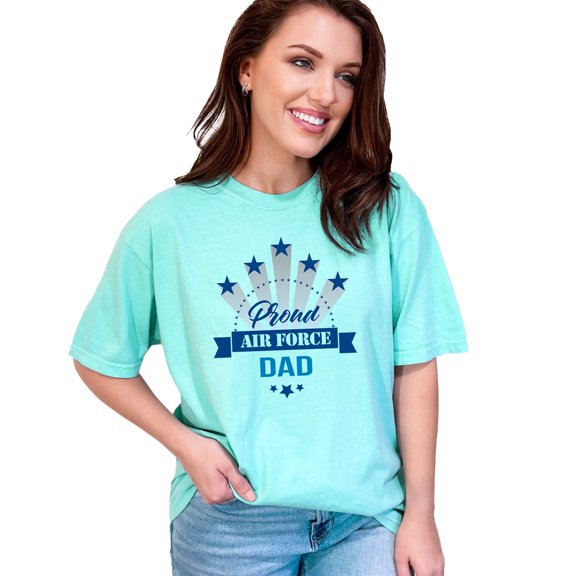 Proud Air Force Dad Stars Graphic, Chalky Mint Comfort Colors T-Shirt, Small