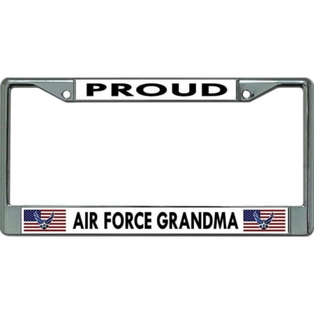 Proud Air Force Grandma Chrome License Plate Frame