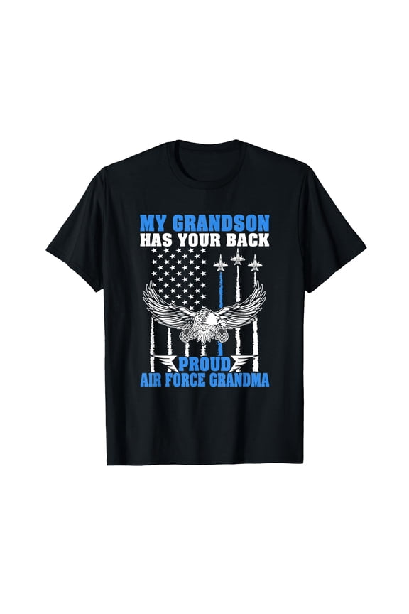 Proud Air Force Grandma Eagle Graphic T-Shirt Celebrating Military Family Support