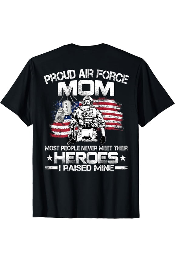 Proud Air Force Mom Air Force Graduation Mom USAF Heroes T-ShirtMen and women, Black T-shirt, size: Extra large