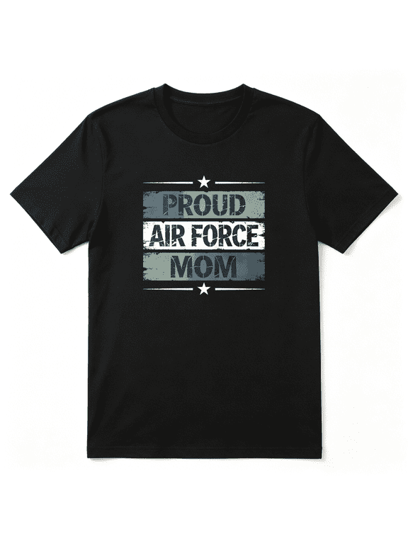 Proud Air Force Mom Cool Graphic Tee for Women, Mom Mother's Day Gift Cotton Short Sleeves T-Shirt