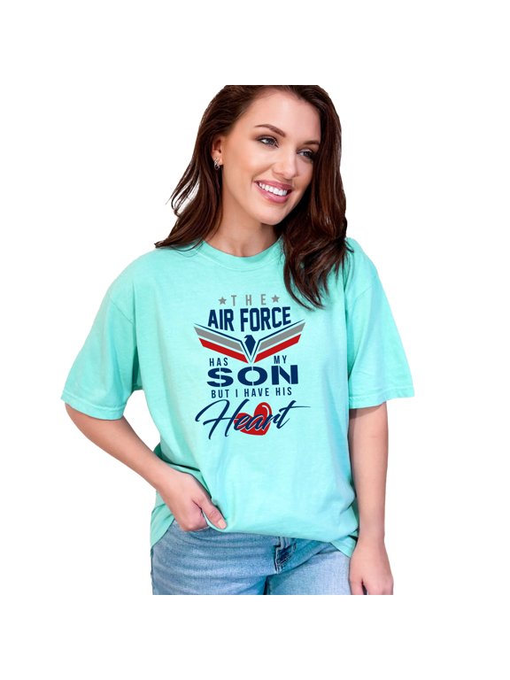 Proud Air Force Mom Heartfelt Tribute, Chalky Mint Comfort Colors T-Shirt, Medium