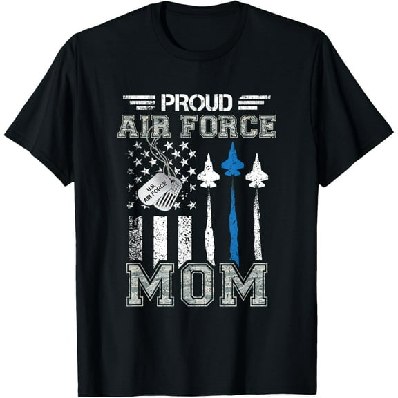 Proud Air Force Mom US Air Force Graduation Mom Gifts T-ShirtMen's and women's gift, black and white T-shirt, size: Extra large S-4XL