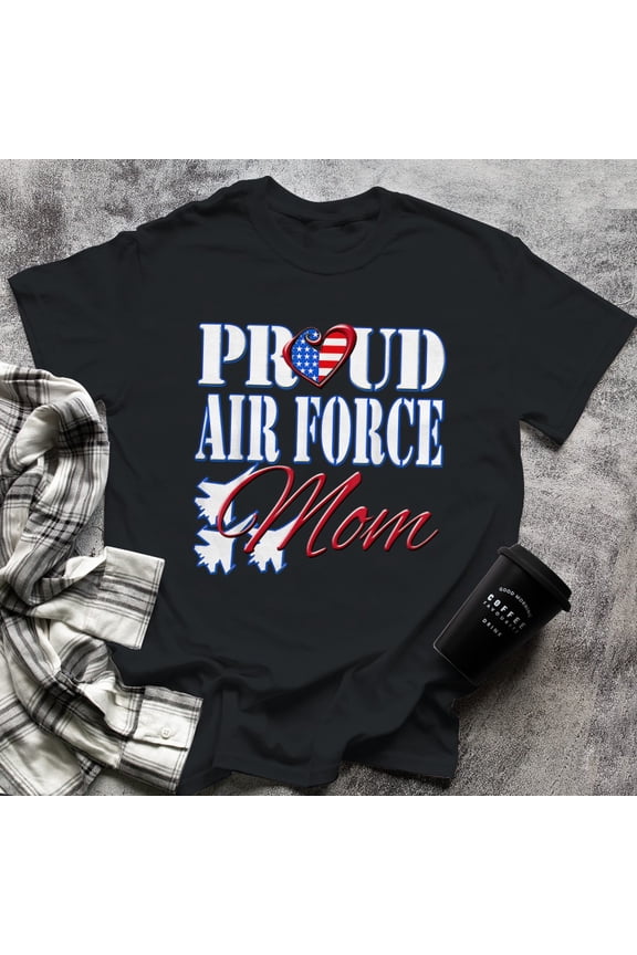 Proud Air Force Mom US Heart Military Mothers Day, Small, Black