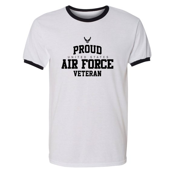 Proud Air Force VETERAN Adult Short Sleeve Ringer T-shirt