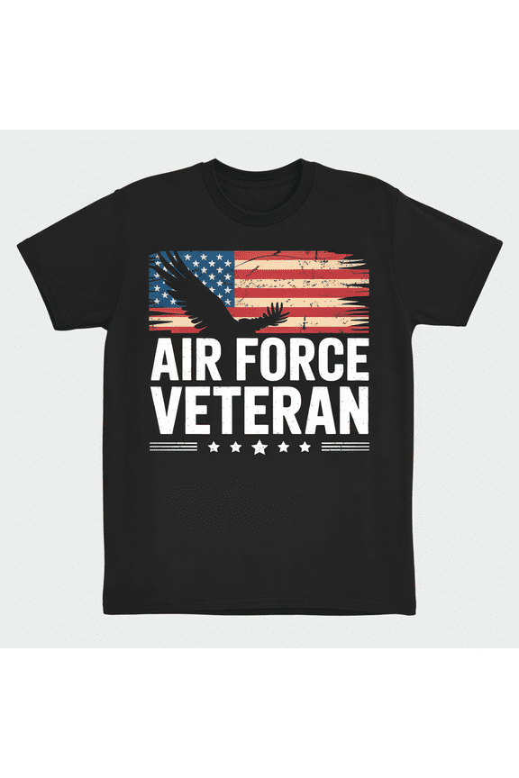 Proud Air Force Veteran T-Shirt - Distressed American Flag & Eagle Patriotic Military Gift