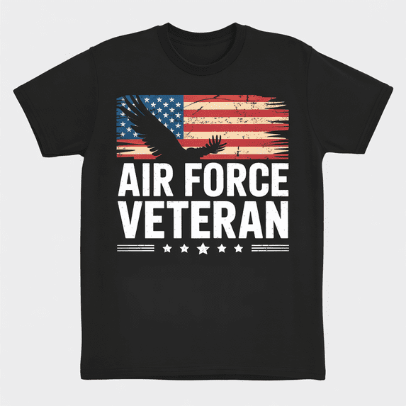 Proud Air Force Veteran T-Shirt - Distressed American Flag & Eagle Patriotic Military Gift