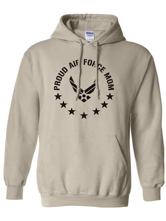 Proud Air force Mom Hooded Sweatshirt in Sand