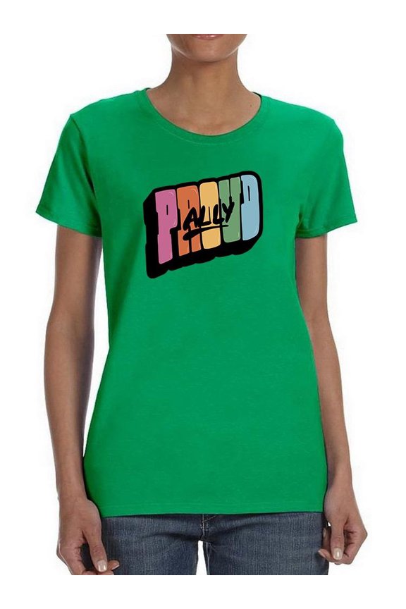 Proud Ally Bubblegum Text T-Shirt Women -Smartprints Designs, Female Large