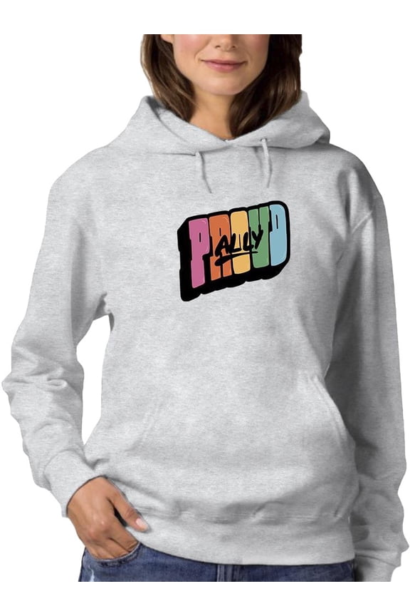 Proud Ally Colorful Banner Hoodie Women -Smartprints Designs, Female Large