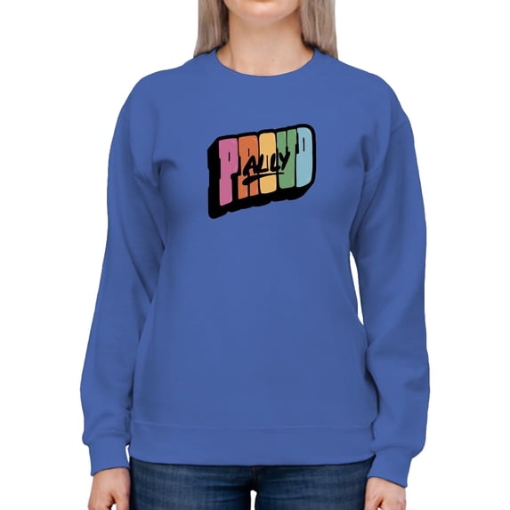 Proud Ally Colorful Banner Sweatshirt Women -Smartprints Designs, Female 3X-Large