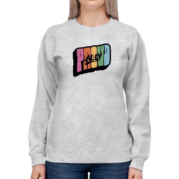 Proud Ally Colorful Banner Sweatshirt Women -Smartprints Designs, Female 4X-Large