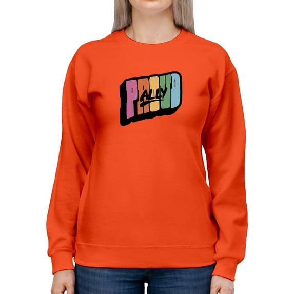 Proud Ally Colorful Banner Sweatshirt Women -Smartprints Designs, Female Small