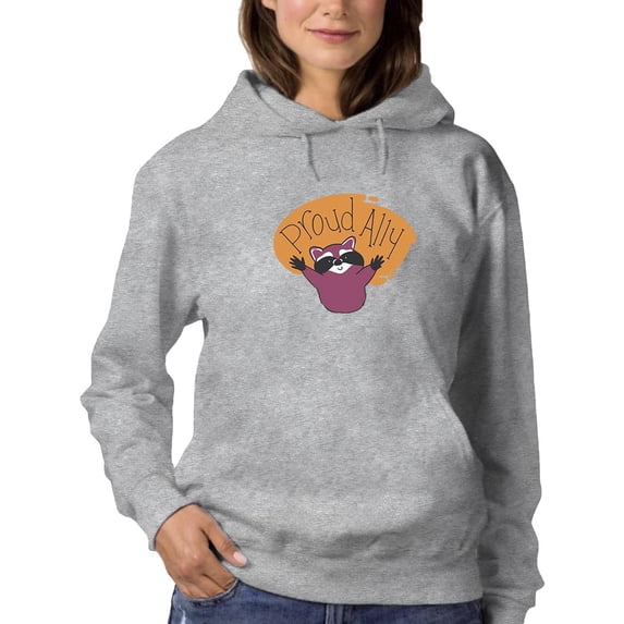 Proud Ally Happy Racoon Hoodie Women -Smartprints Designs, Female 4X-Large