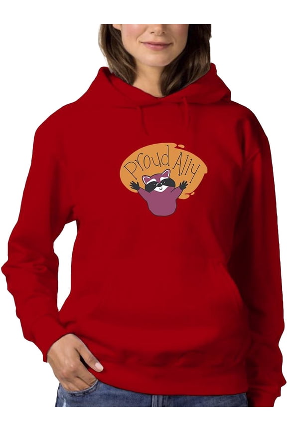Proud Ally Happy Racoon Hoodie Women -Smartprints Designs, Female Small