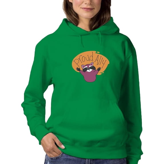 Proud Ally Happy Racoon Hoodie Women -Smartprints Designs, Female XX-Large
