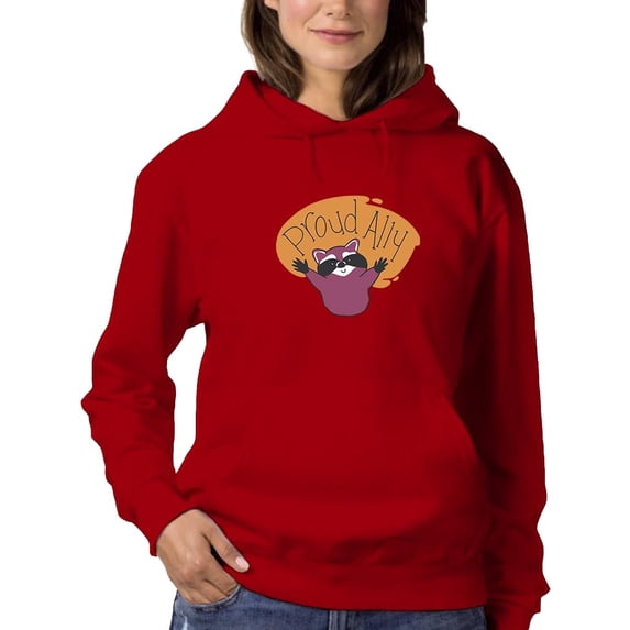 Proud Ally Happy Racoon Hoodie Women -Smartprints Designs, Female x-Large