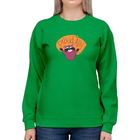 Proud Ally Happy Racoon Sweatshirt Women -Smartprints Designs, Female 3X-Large