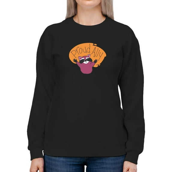 Proud Ally Happy Racoon Sweatshirt Women -Smartprints Designs, Female Medium