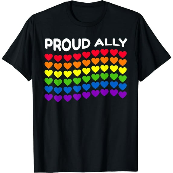 Proud Ally LGBT Pride Rainbow Flag Heart Gay Lesbian T-Shirt