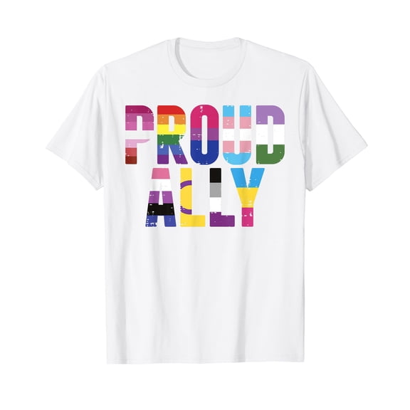 Proud Ally LGBTQ Lesbian Gay Bisexual Trans Pan Queer Gift T-Shirt Fuuny Cute Gifts LGBT
