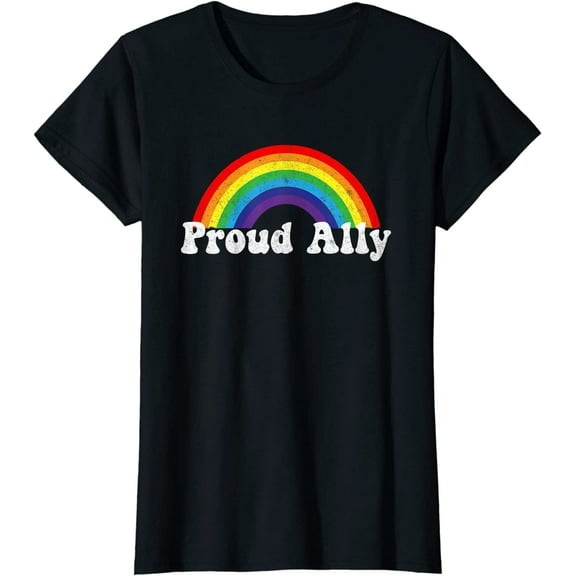 Proud Ally Pride LGBT Day Month Parade Rainbow Casual T-Shirt