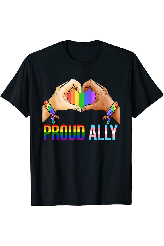 Proud Ally Pride LGBT Transgender Flag Heart Gay Lesbian T-Shirt