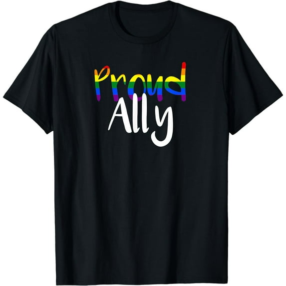 Proud Ally Rainbow LGBT For Proud Gay Lesbian T-Shirt