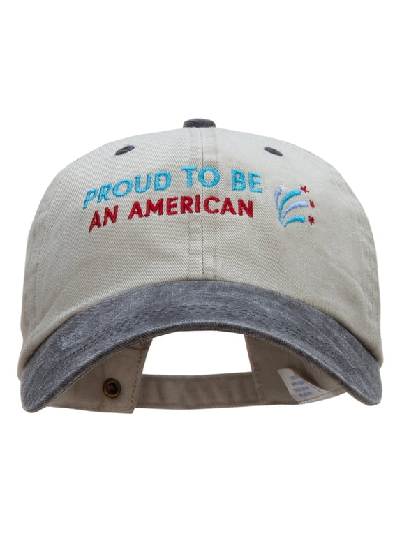 Proud America Embroidered Dyed Wash Cap - Beige Black OSFM