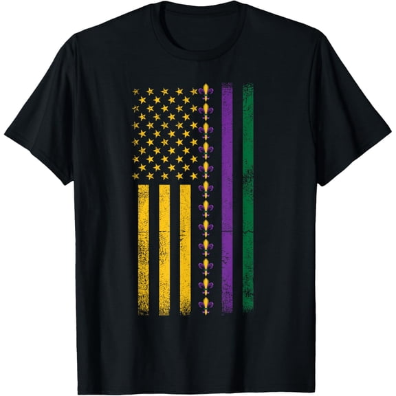 Proud American Carnival Masquerade USA Flag Mardi Gras T-Shirt