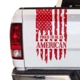 thumbnail image 1 of Proud to Be an American Distressed American USA US Flag Truck Tailgate Vinyl Decal Compatible with most Pickup Trucks - Rear Car Sticker (11" x 20", Red), 1 of 8